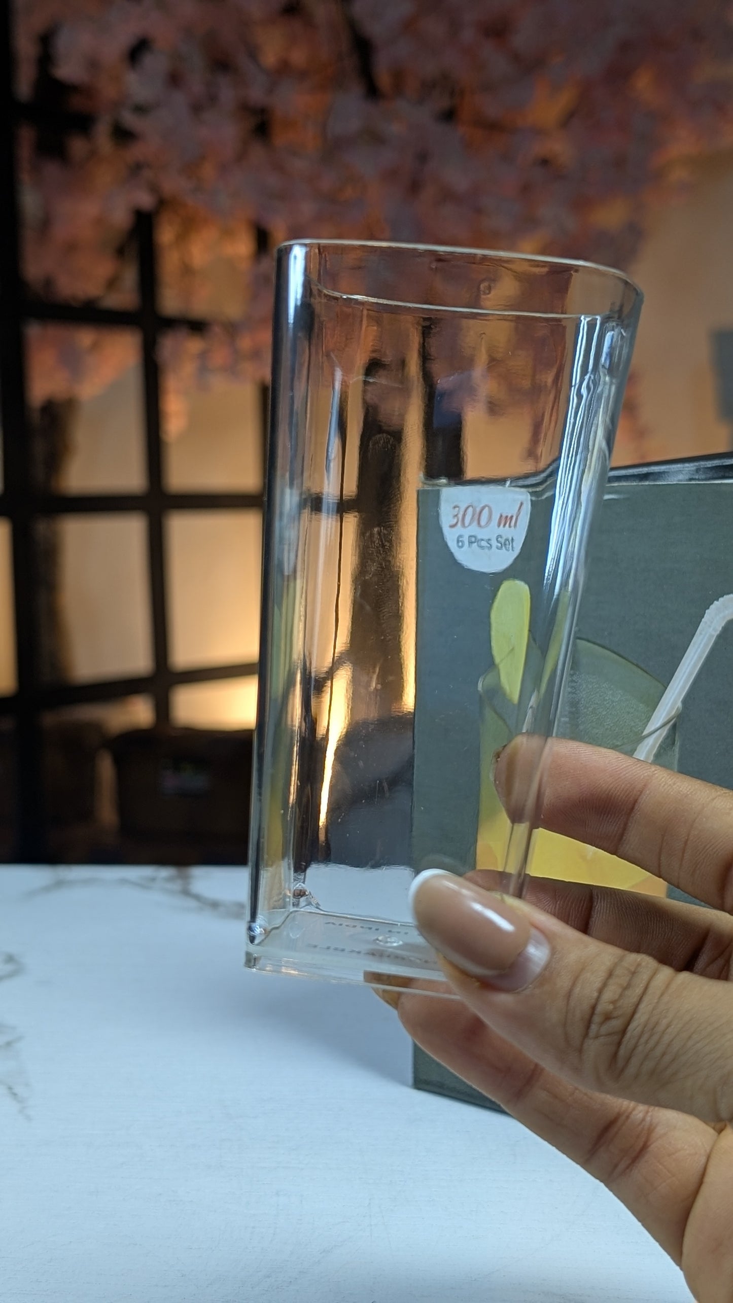 Glamour unbreakable Acrylic glass cup 6pcs in a set