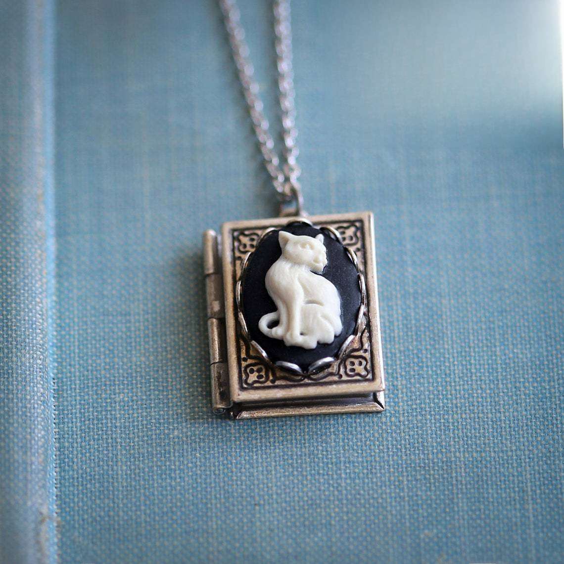 Cat Book Picture Locket necklace necklace