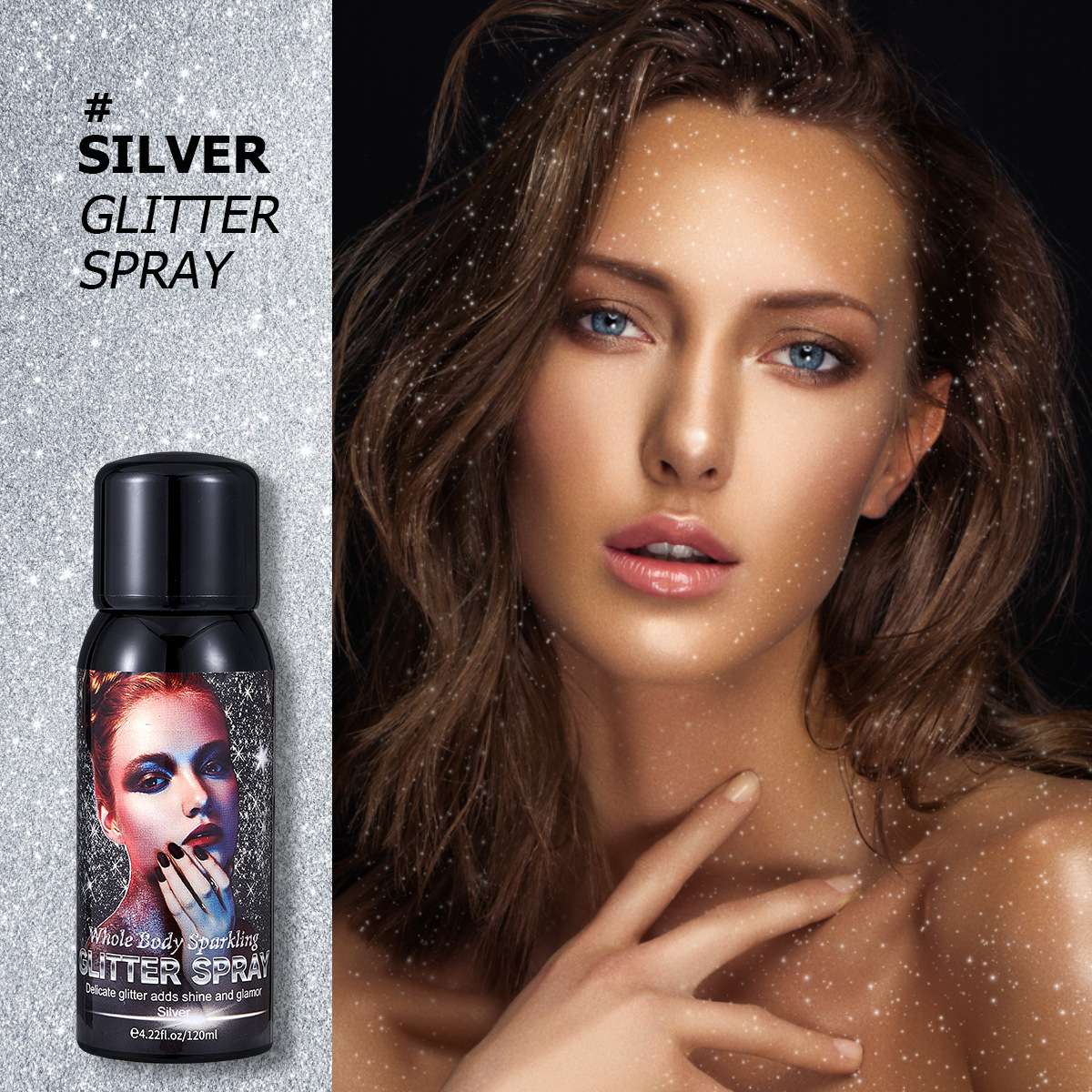 Silver Glitter Body oil spray 120ml