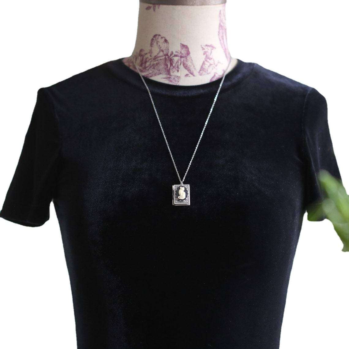 Cat Book Picture Locket necklace necklace
