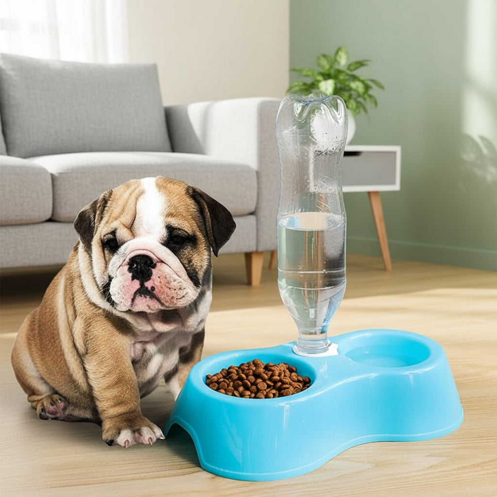 Anubis orange - 2 in 1 Pet plastic leak-proof food double bowl automatic