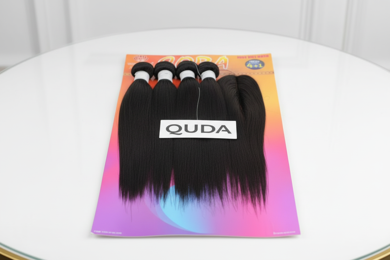 Natural Cora 4 Bundles +padded Closure human hair texture 10inches