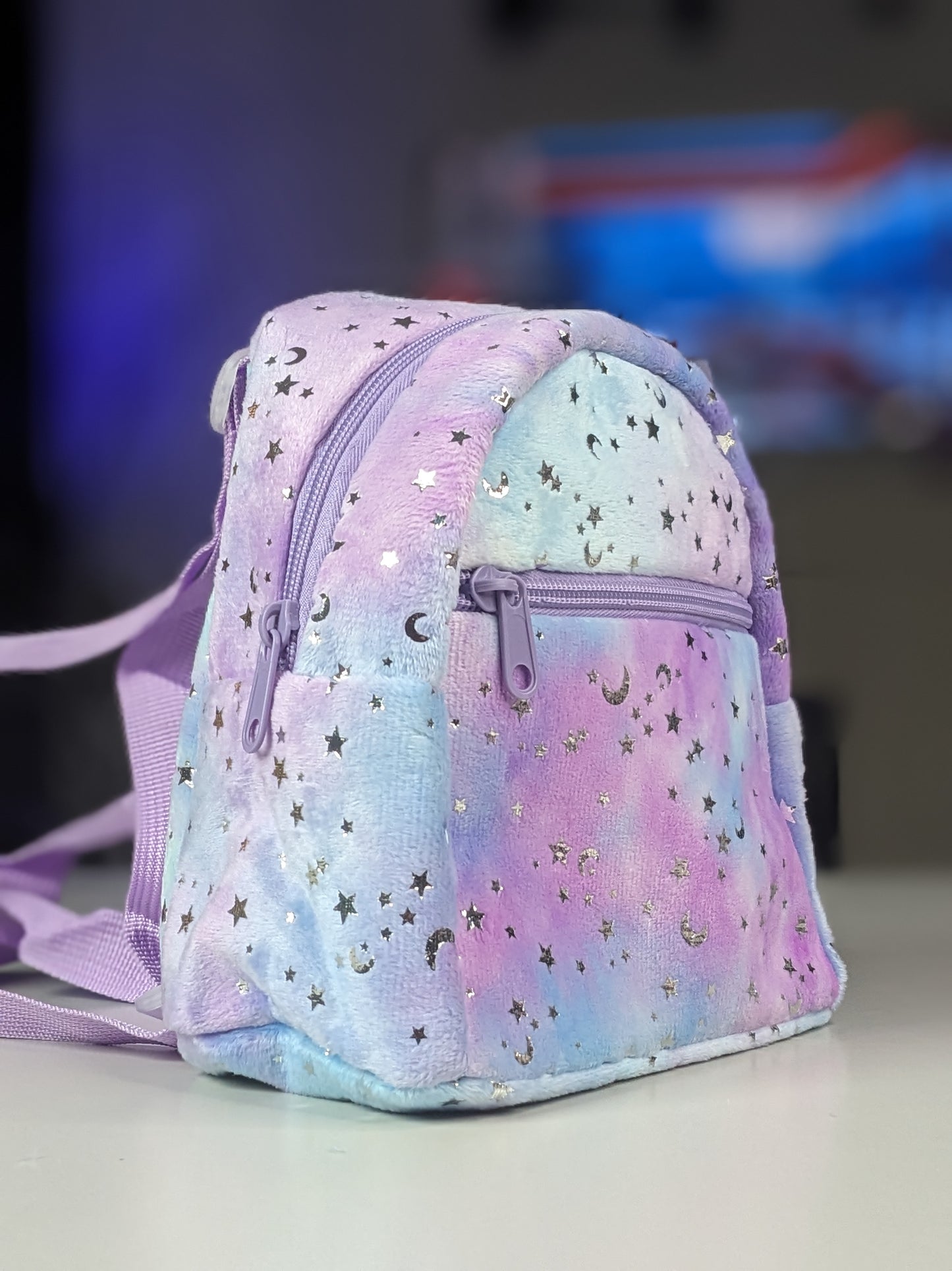Purple moon and star make-up bag (22 × 22cm)