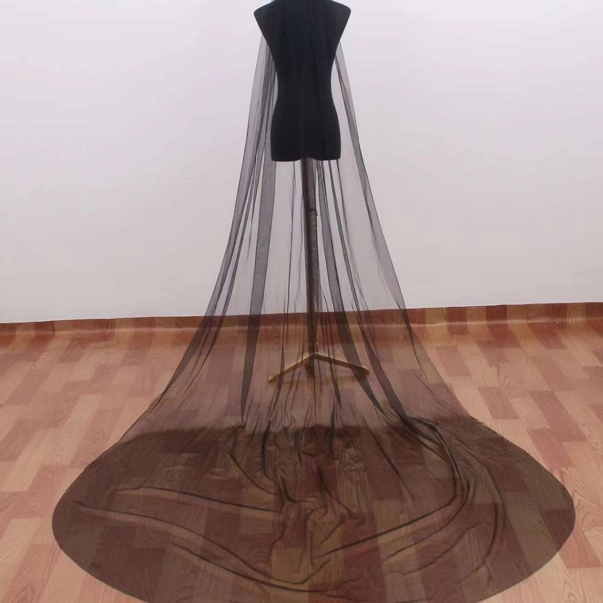 black bridal/photo shoot veil long tail single layer 300cm Flowing Korean designer veil