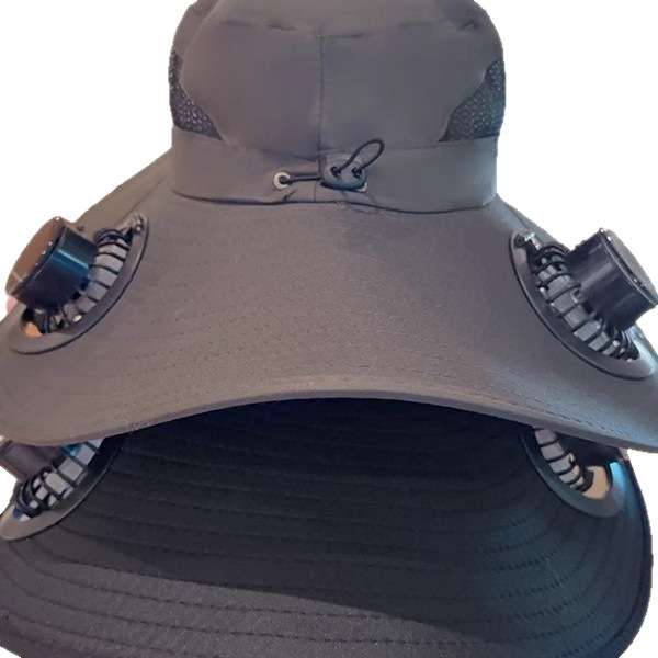 Double Solar Fan Hat Large Brim Sun Hat Men's Summer Outdoor Fishing Sun Hat Anti-Uv Mountaineering Hat Women