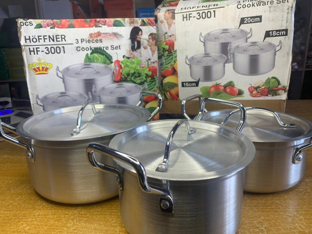HOFFNER 3pcs Bachelor pot set(SIZE 16,18,2 0CM)
