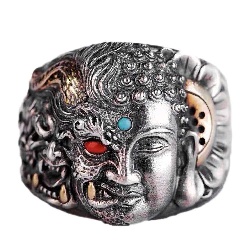 Buddhist Head ! Ring Chinese protection ring | High-end Luxury Jewelry Adjustable universal sizing Ring