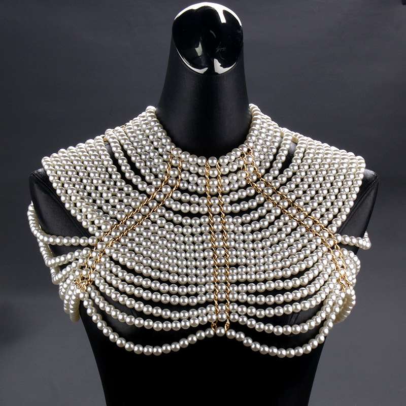 Amour Top pearl handmade shoulder Costume Designer top