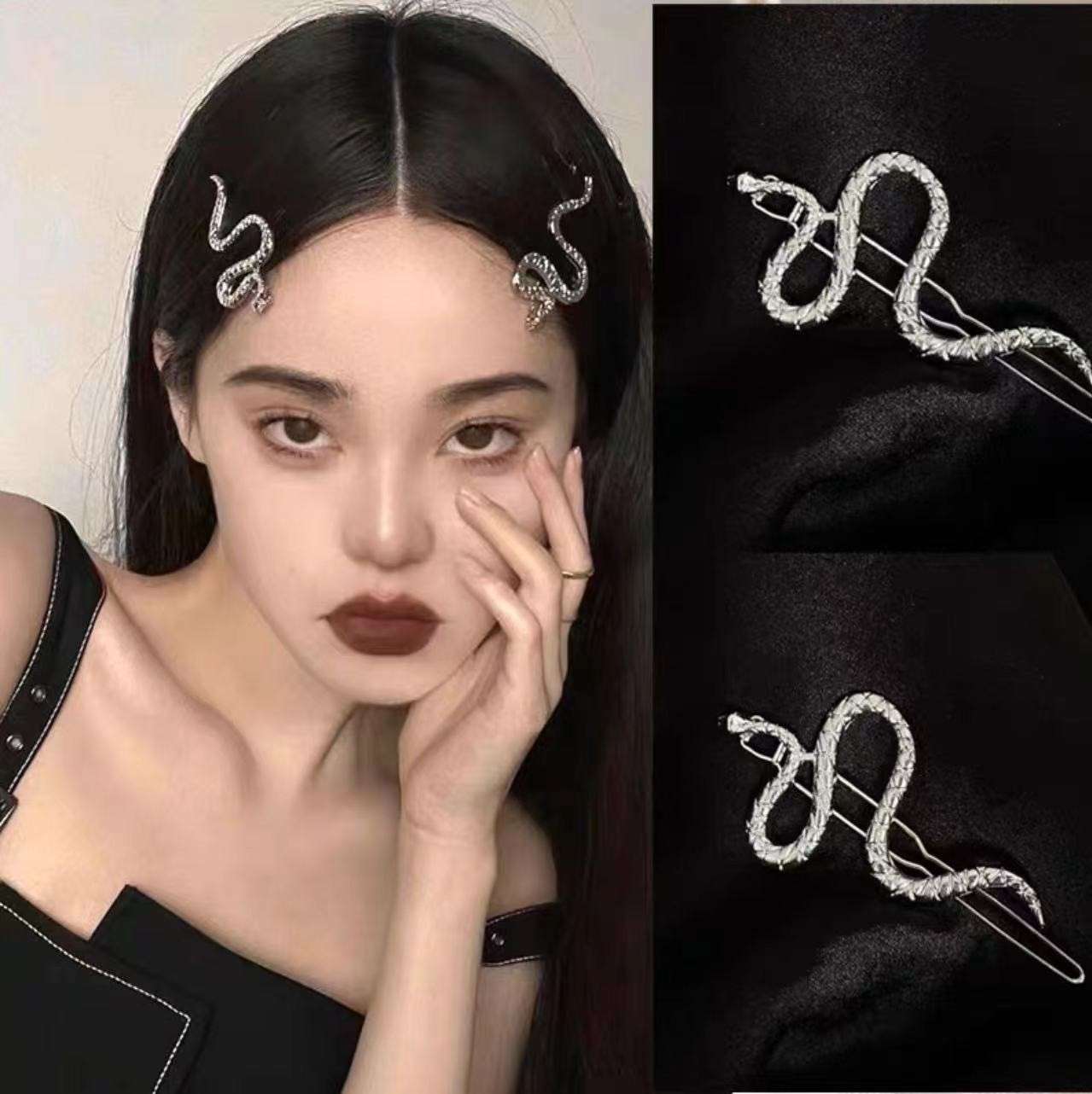 Silver snake-shaped hairpin