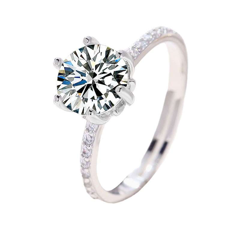Moissanite Cross-Border single-row Diamond Engagement ring | Adjustable Opening ring fit all finger sizes