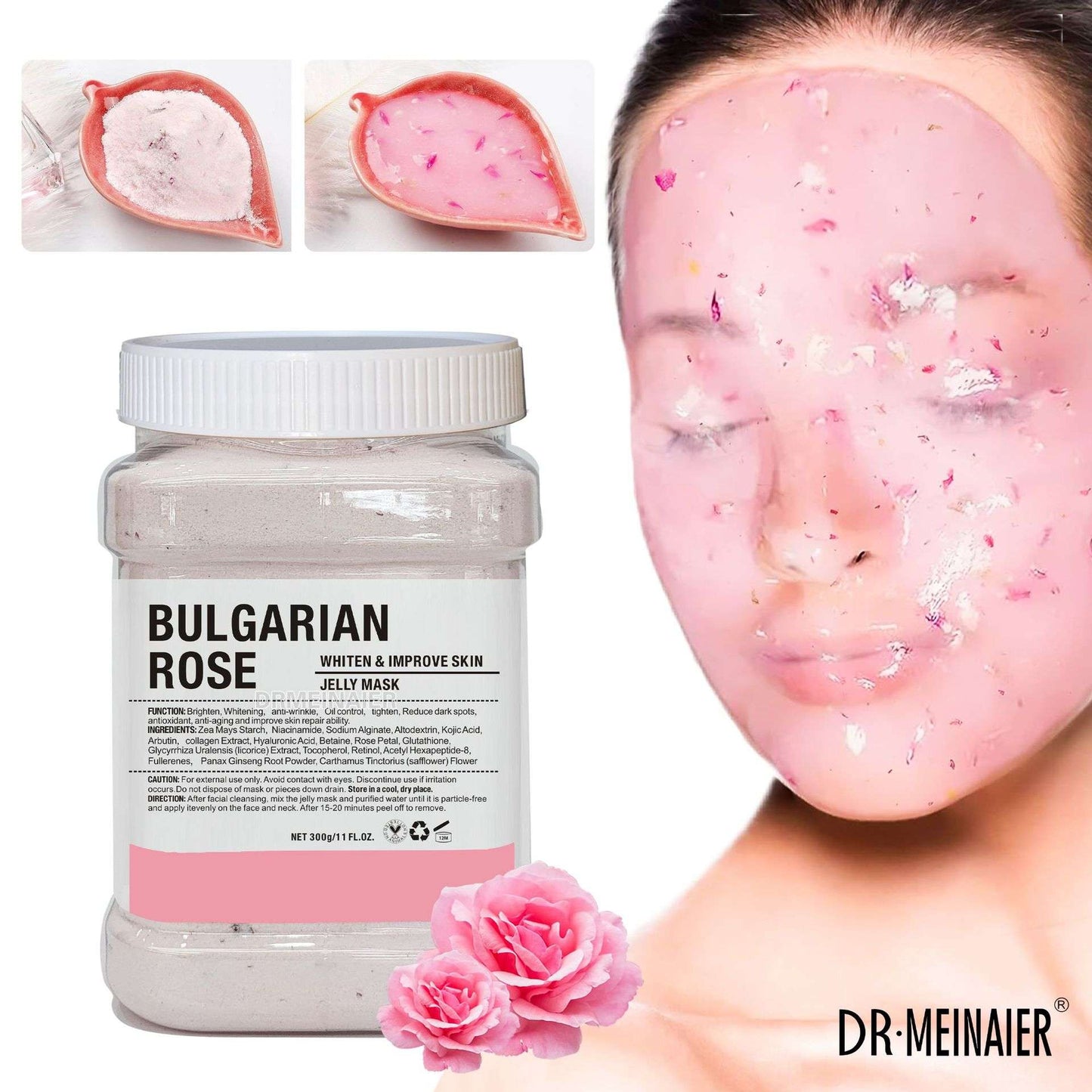 Bulgarian Rose Jelly Mask Powder 650g for Oil control, reduce dark spot, Brightening anti Wrinkles can be used at home and spa's Therapeutic and smoothening