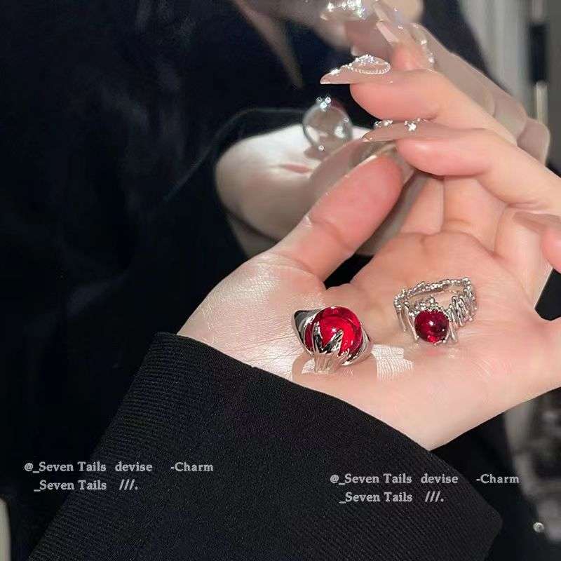2 in 1 Ruby Ring Set Handmade Ring | High-end Luxury Jewelry Adjustable universal sizing Ring