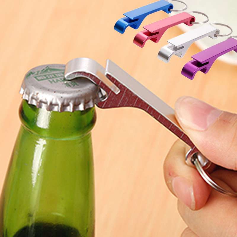 Metal beer bottle opener keychain