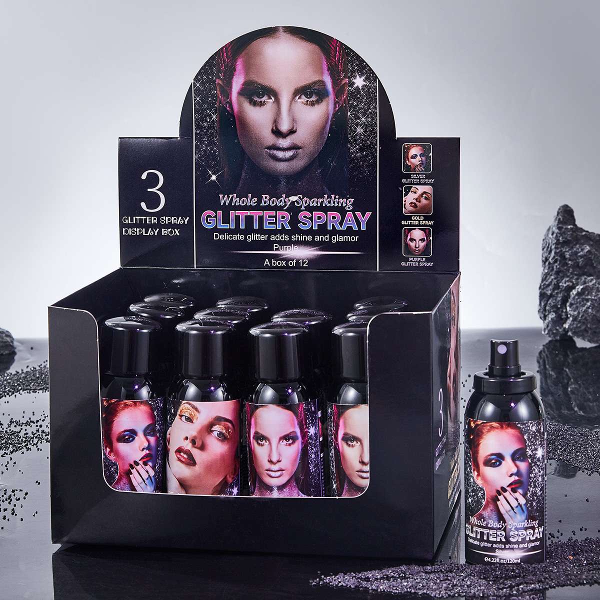 Purple Glitter Body oil spray 120ml