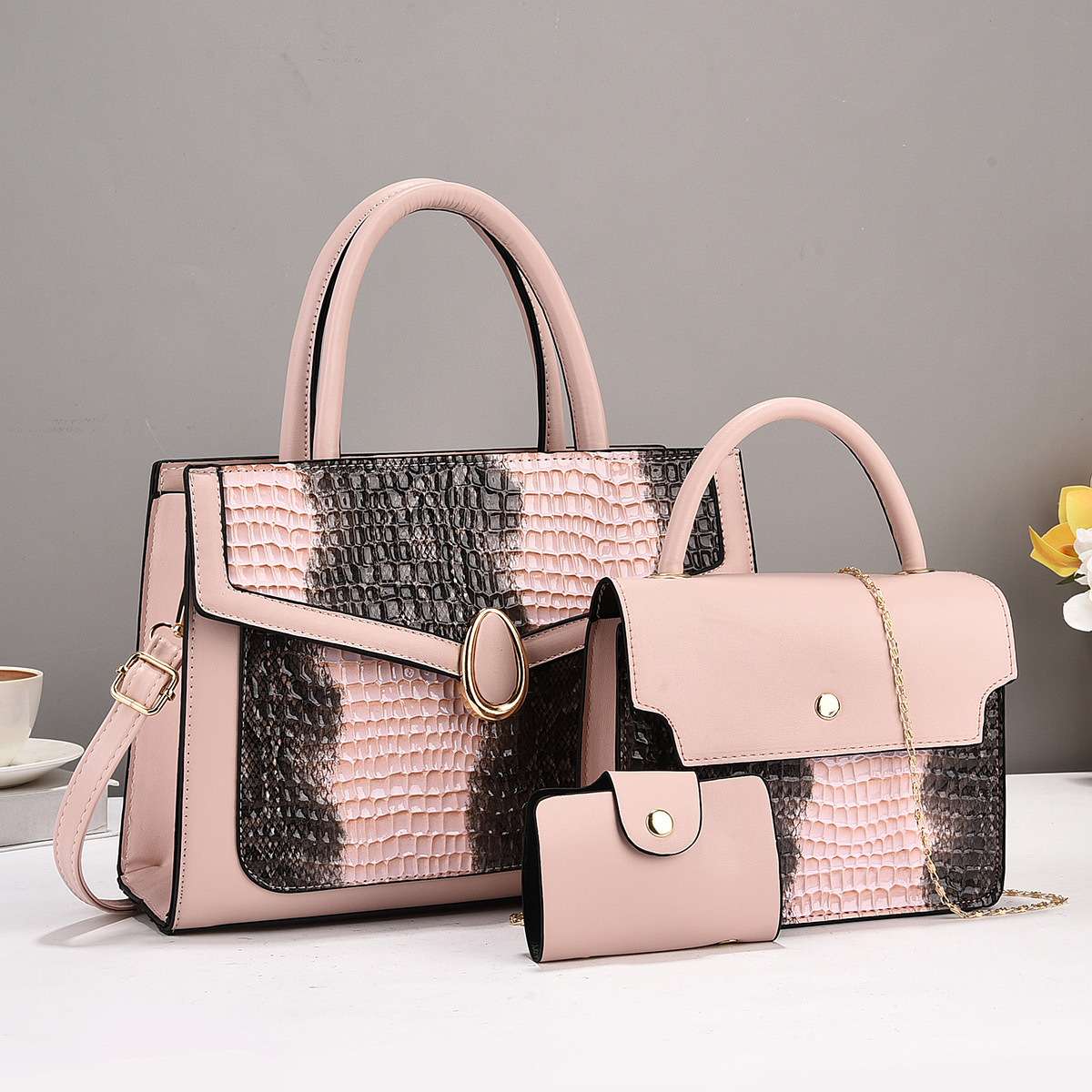 Pink Snakeskin High-end Madam Bag