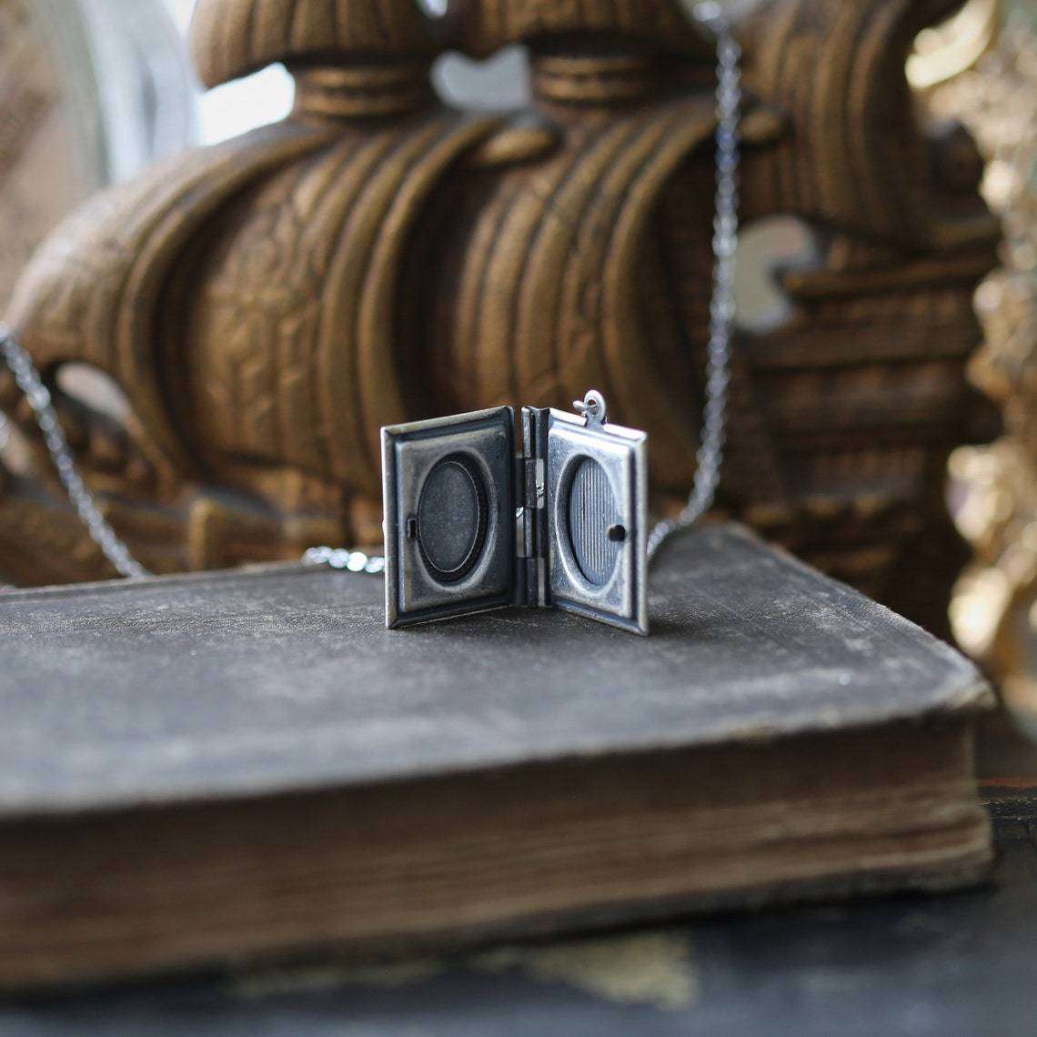 Cat Book Picture Locket necklace necklace