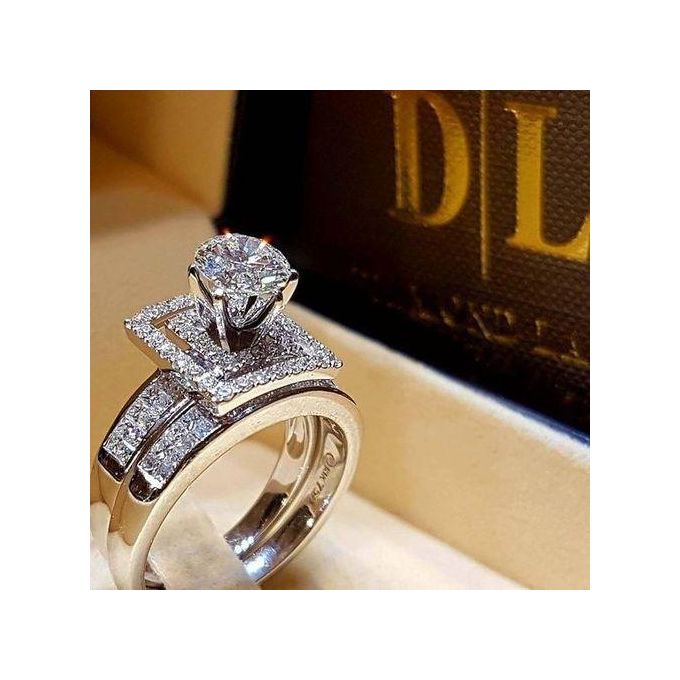 Heritage Diamond Silver Sterling Engagement ring | Adjustable Opening ring fit all finger sizes