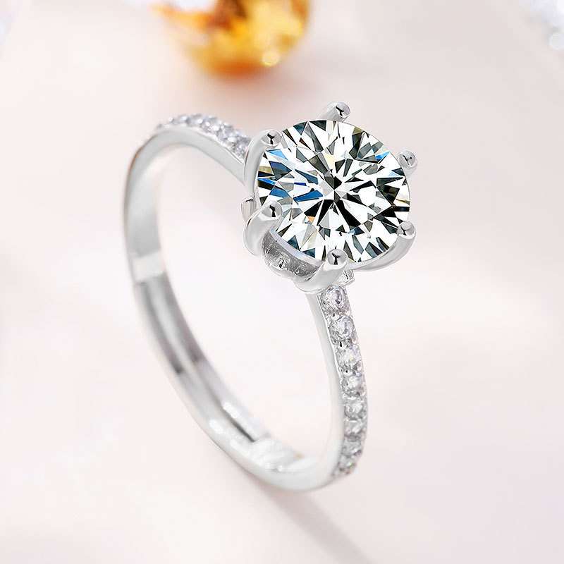Moissanite Cross-Border single-row Diamond Engagement ring | Adjustable Opening ring fit all finger sizes