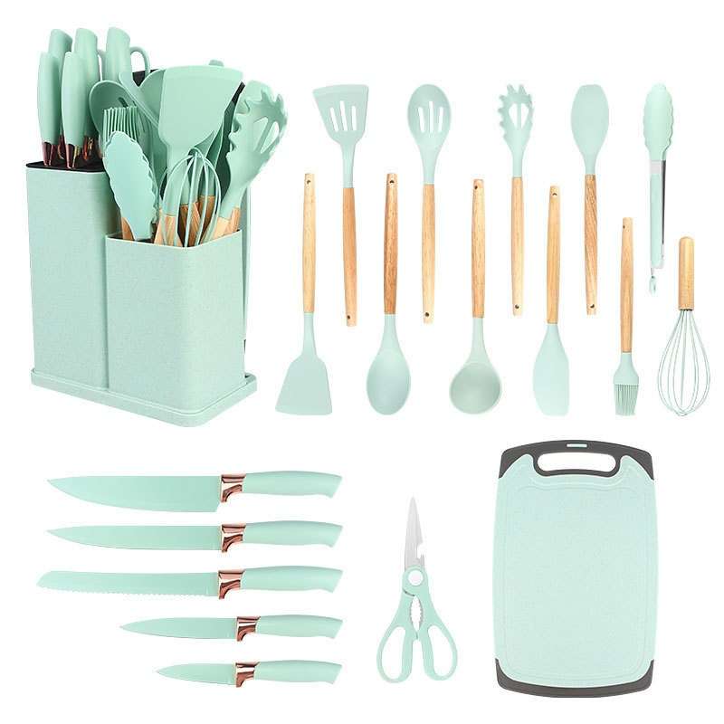 Foriegn 19pcs Silicon Spatula Non stick spoon + Free knife set + cutting board