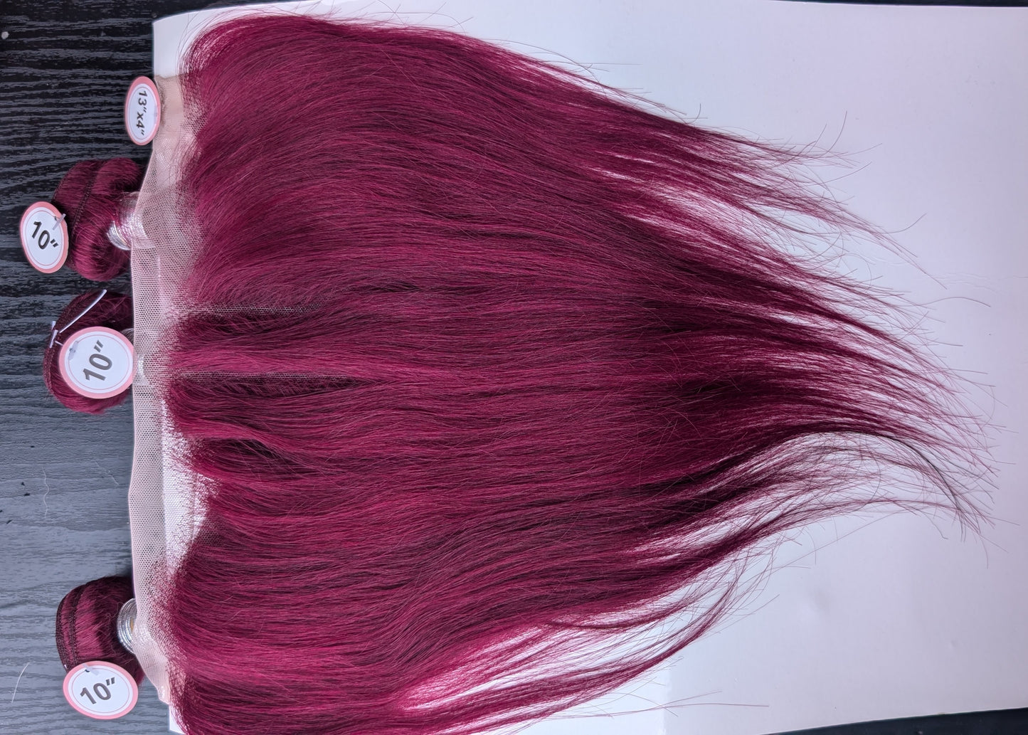 Glam wine Peruvian hair 10inches 3 bundles and full frontal 13 x4