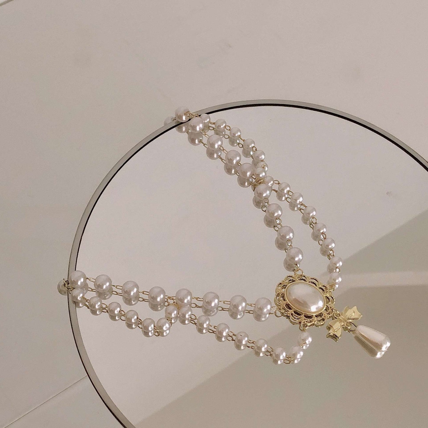 C123 Vintage Baroque Pearl Tassel Necklace Bridal Banquet Elegant Fashion Collarbone Necklace choker Accessories