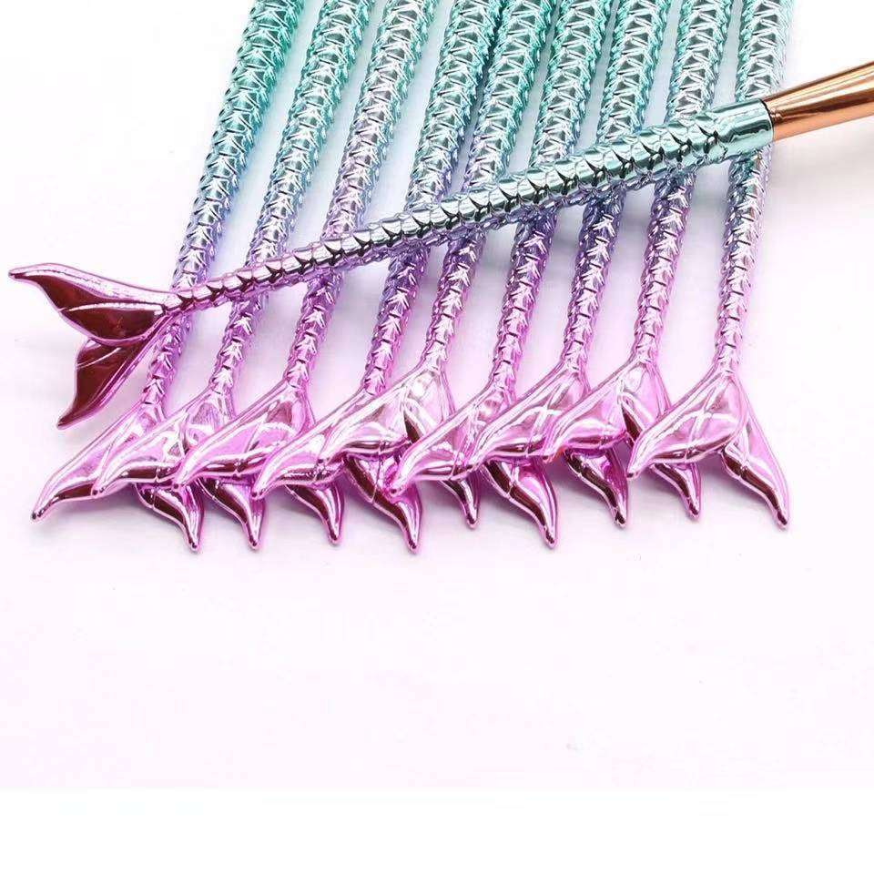 11 pcs gradient mermaid makeup brush set