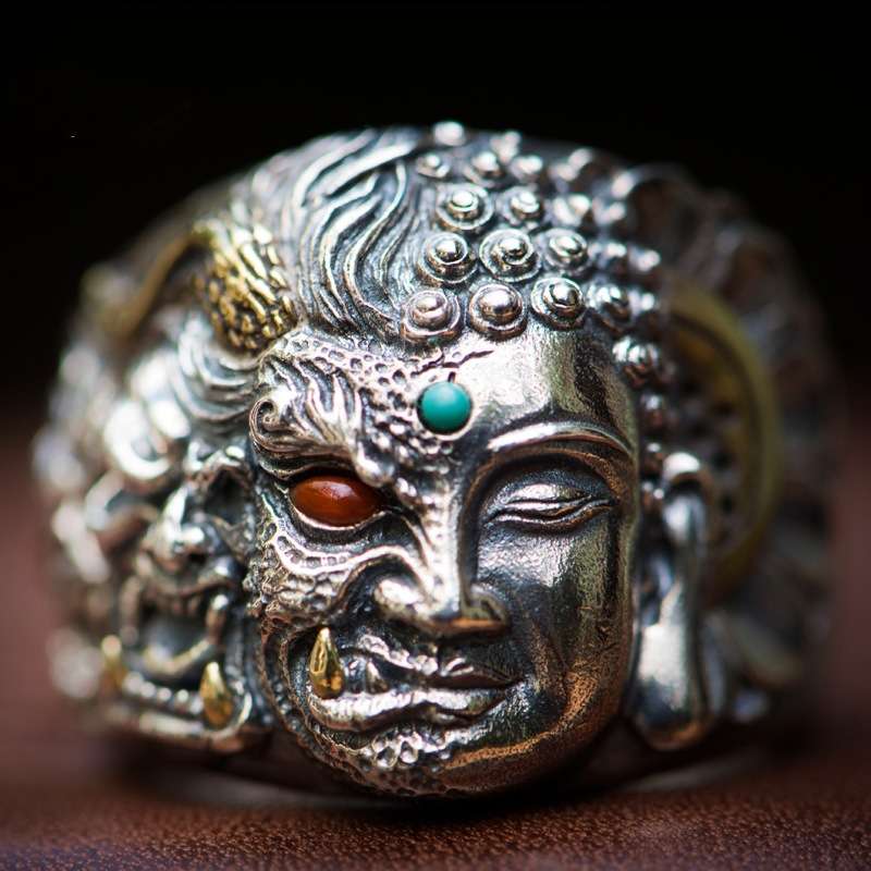 Buddhist Head ! Ring Chinese protection ring | High-end Luxury Jewelry Adjustable universal sizing Ring