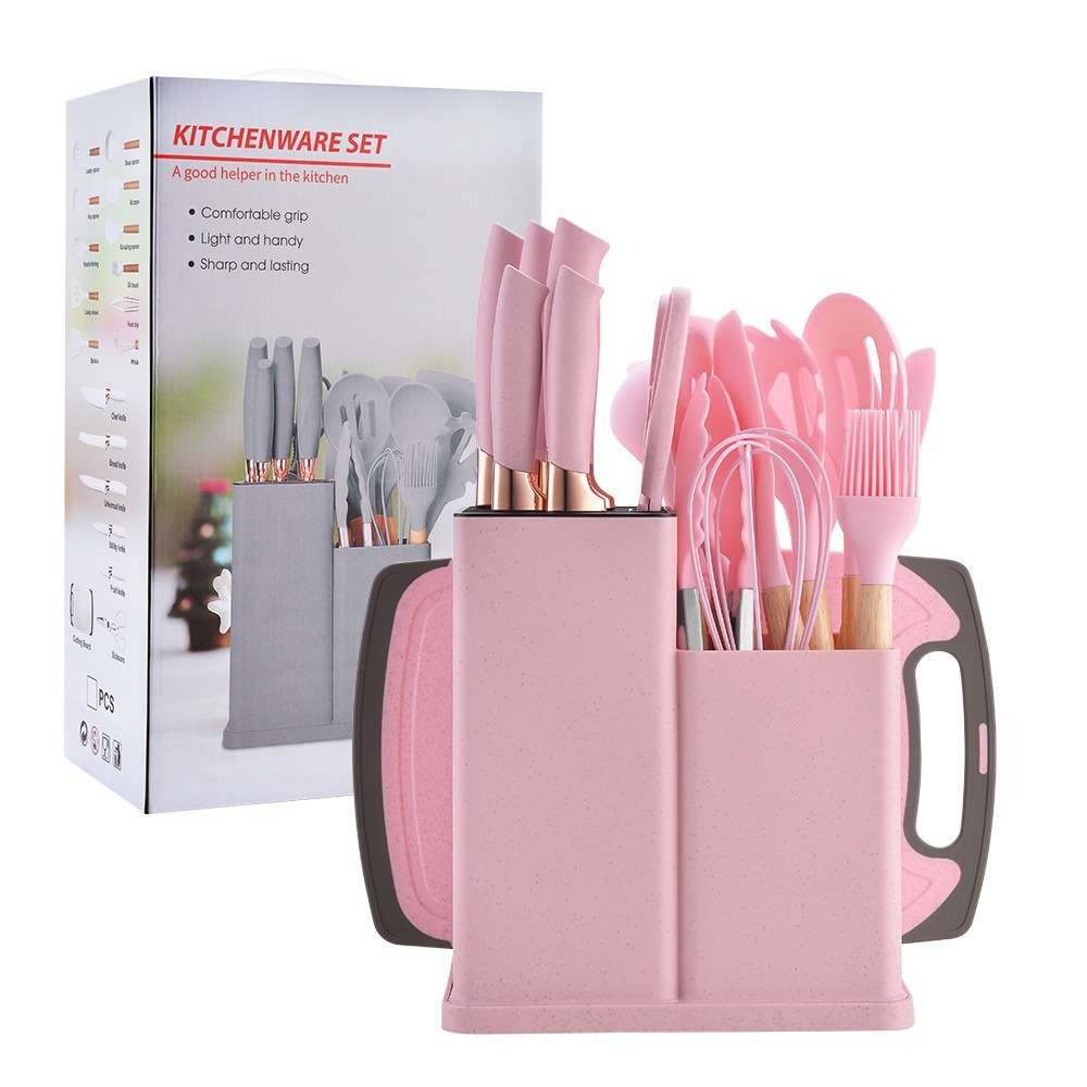 Foriegn 19pcs Silicon Spatula Non stick spoon + Free knife set + cutting board