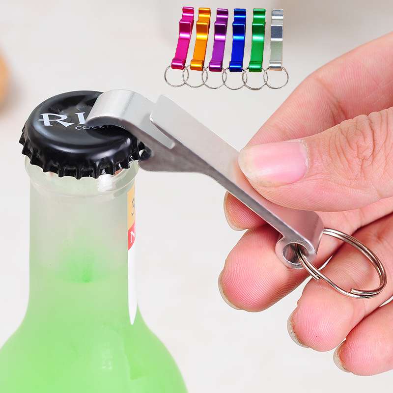 Metal beer bottle opener keychain
