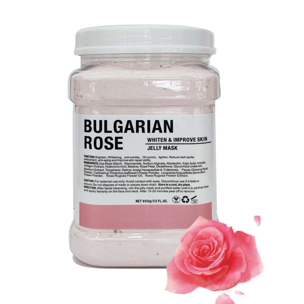 Bulgarian Rose Jelly Mask Powder 650g for Oil control, reduce dark spot, Brightening anti Wrinkles can be used at home and spa's Therapeutic and smoothening