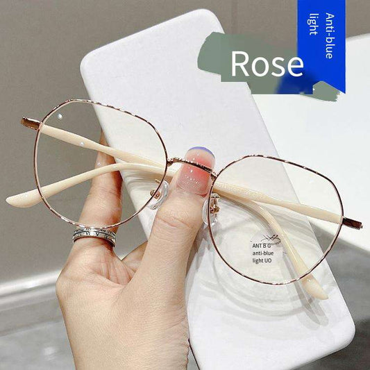 Rice white - Large frame flat mirror Anti-blue light trendy eye glass