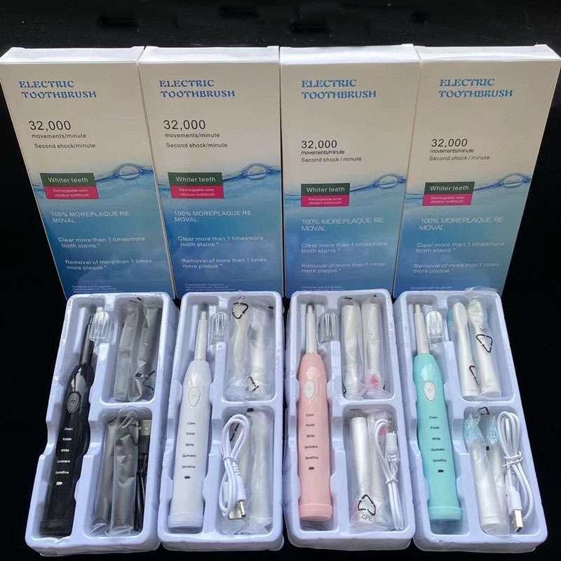 White  Rechargeable fully automatic waterproof sonic soft bristle toothbrush 32000 movement per minute