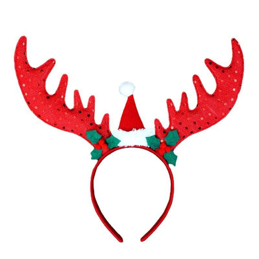 Christmas headband sequined antler Adult headband
