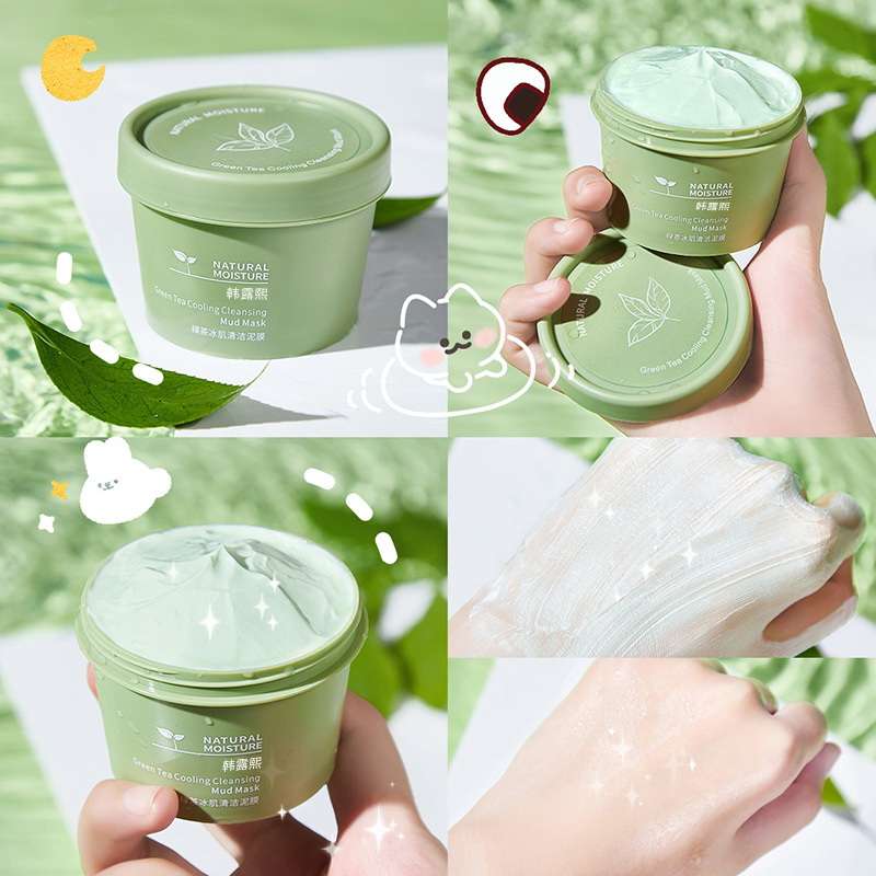 Green Tea cooling Mud Face Mask for pore tightening 120g great for Spa and Facial treatment