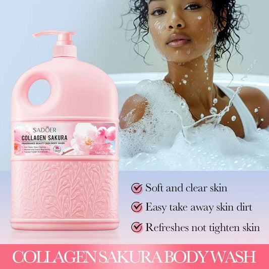 2kg Collagen Sakura Fragrance Exfoliant Body wash for texture skin and Body acne