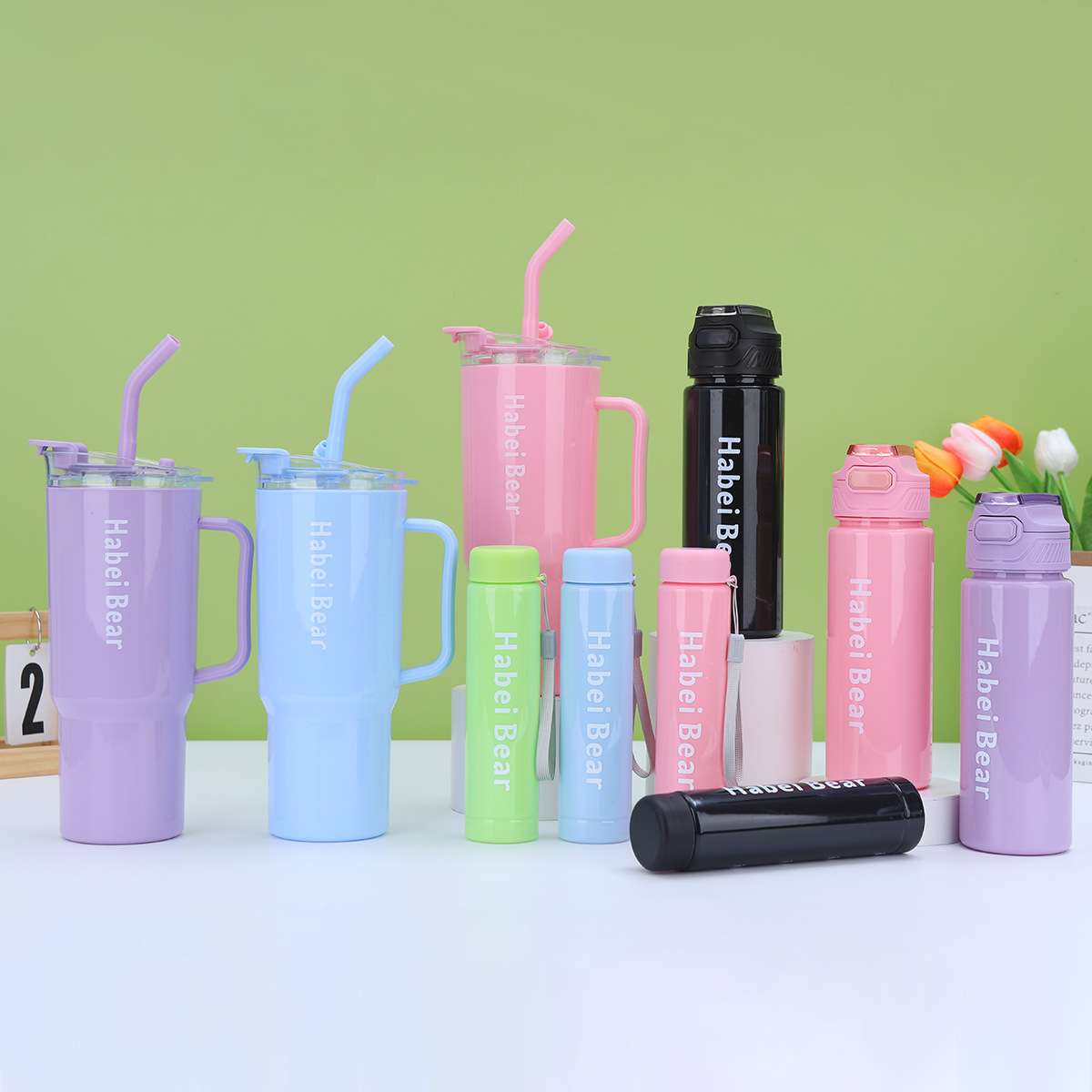 3 in 1 Three-piece  Cup with Straw Handle Car Cup Outdoor Portable souvenir set (no color selection)