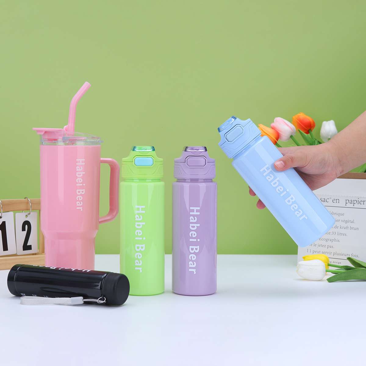 3 in 1 Three-piece  Cup with Straw Handle Car Cup Outdoor Portable souvenir set (no color selection)