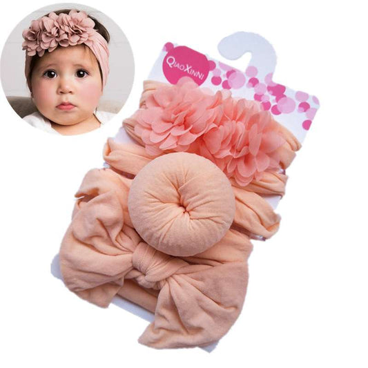 Three-piece baby flower headwear set