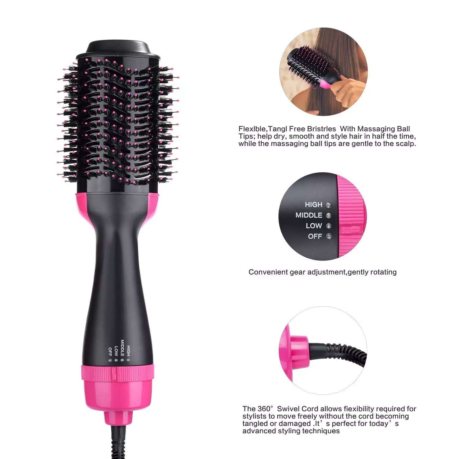 Destiny Big size Hot Air brush Styling tool (great straighter for natural hair)