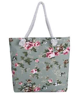 Gray Floral Tote bag