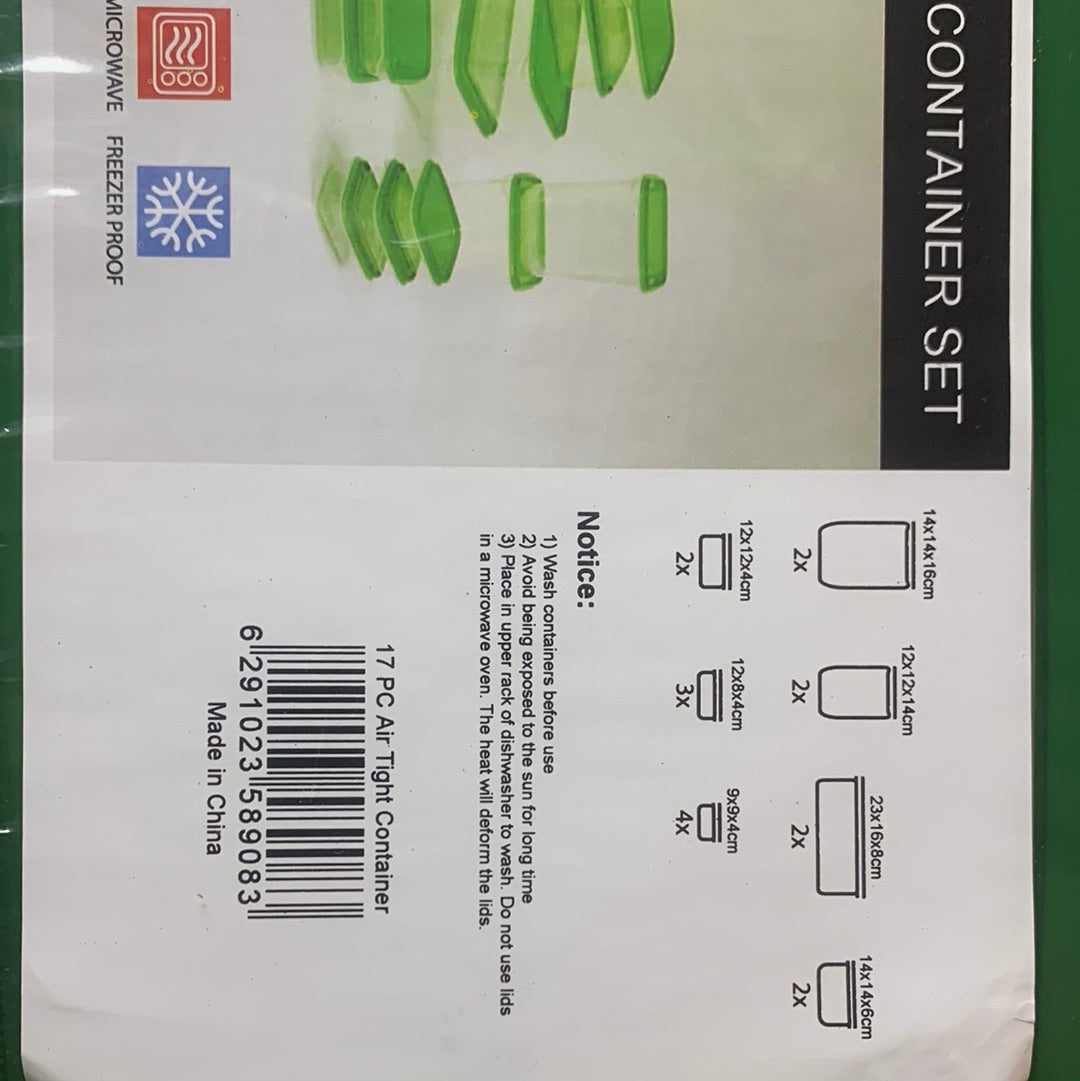 17pcs Fridge storage and left over plates with lids