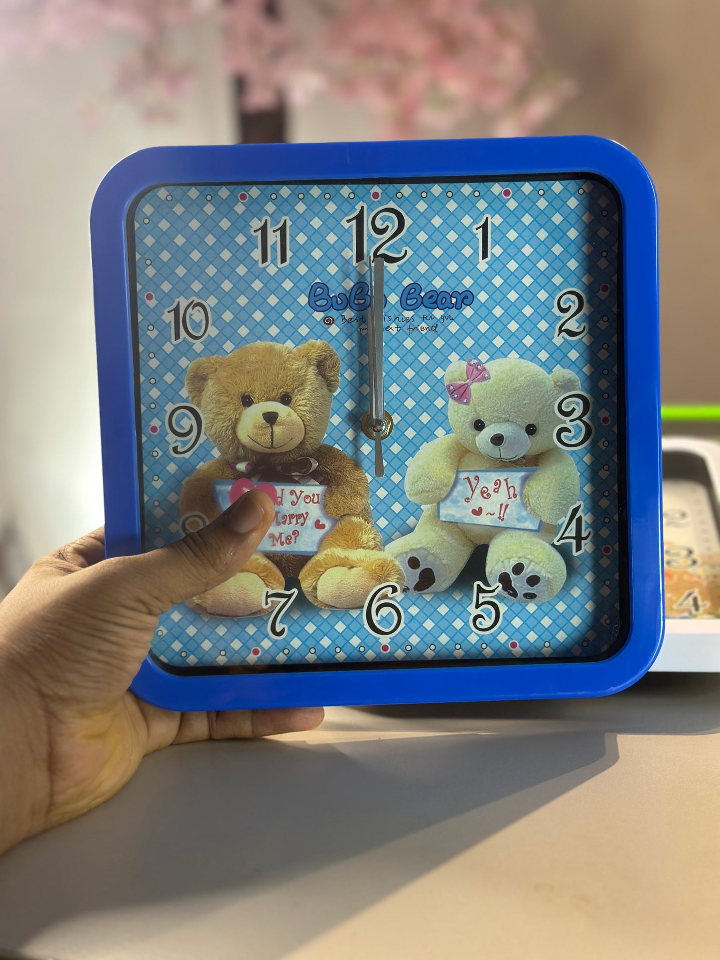 Blue kids wall clock