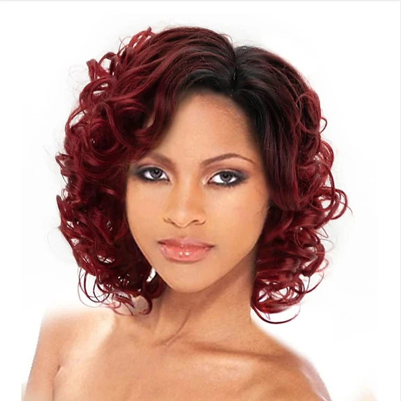 burgundy Egg curls wig