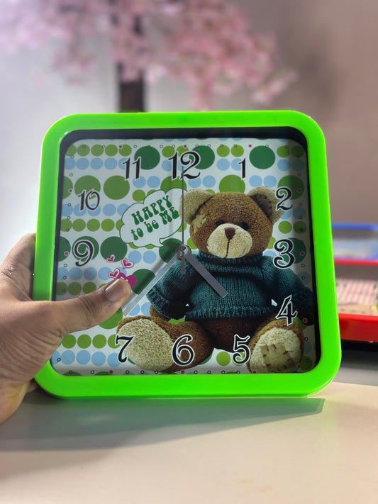 Green kids wall clock
