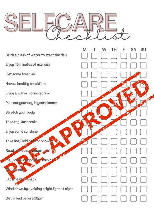 Weekly Self care check list Ebook printable