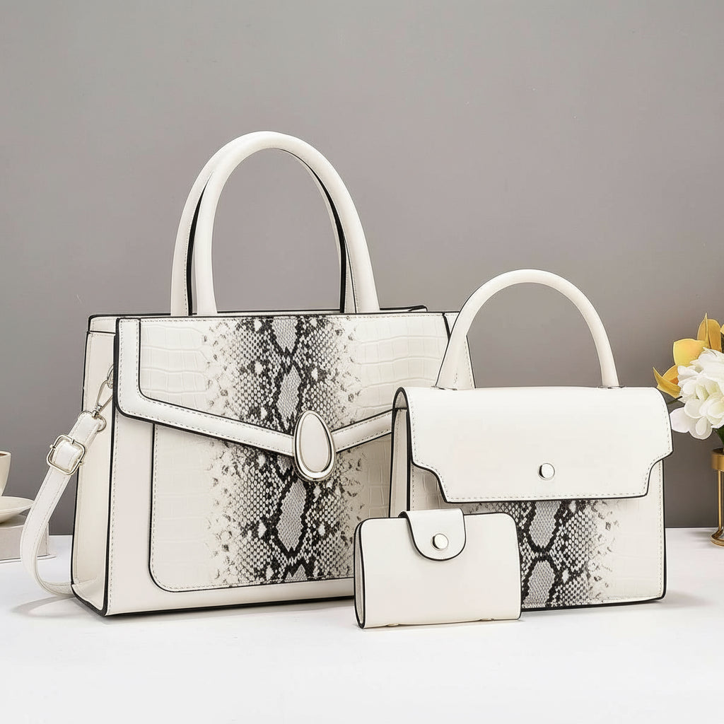 White Snakeskin High-end Madam Bag