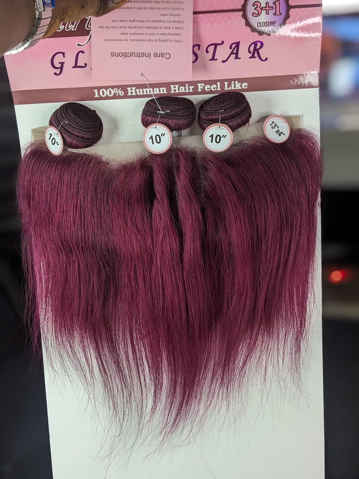 Wine STW10 Natural Human hair 3 bundle + HD Lace 13 x4 frontal