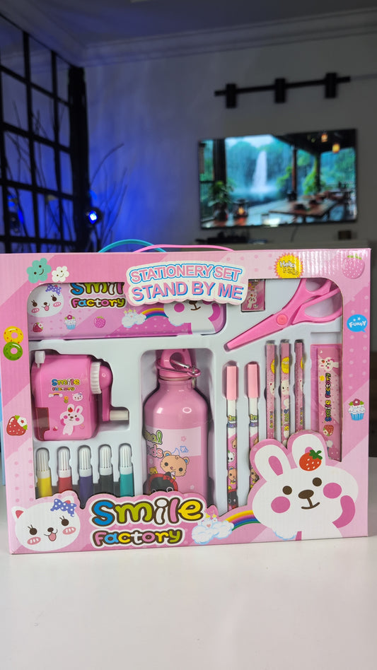 Pink - London Grade Children stationary set with free water bottle