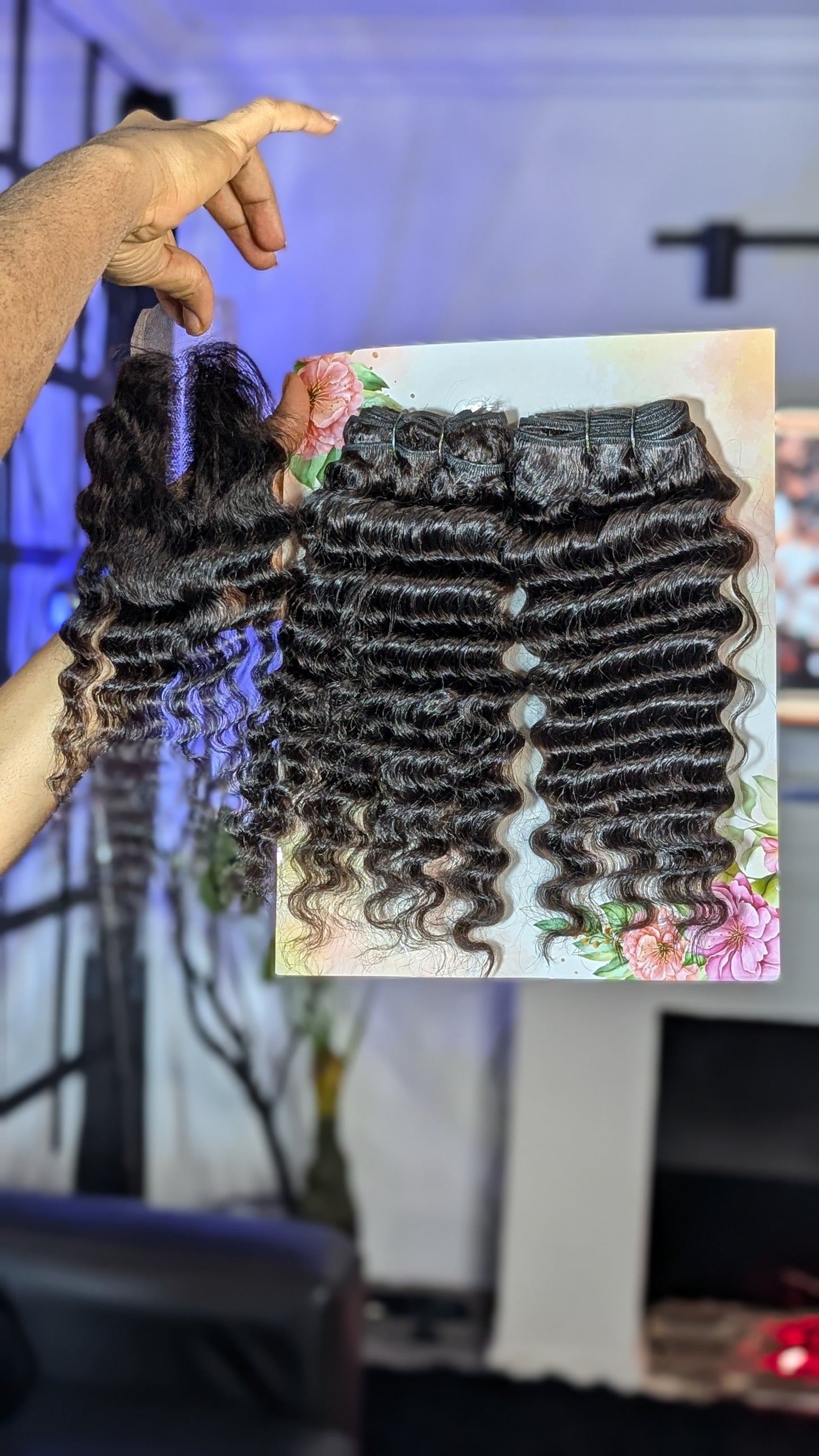 Natural deep wave 100% human hair  with hand made closure