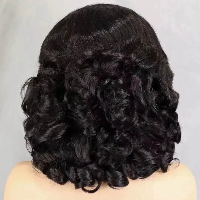 Egg curls Peruvian human hair 4x4 Swiss Lace closure 12nches